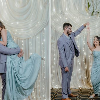 Quietly showcasing his playful side, this groom was the spotlight’s muse at his wedding reception celebration!