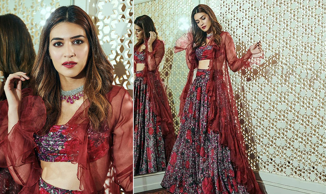 Kriti Sanon’s red floral Shehla Khan lehenga adds edgy glam to Wedding ...