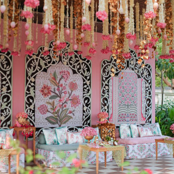 Taking a cue from Jaipur’s pink hues and vibrant Sicilian markets, this couple’s pre-wedding celebrations were immersive