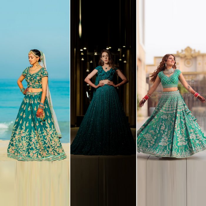 10 times real brides packed a punch with their stunning teal lehengas