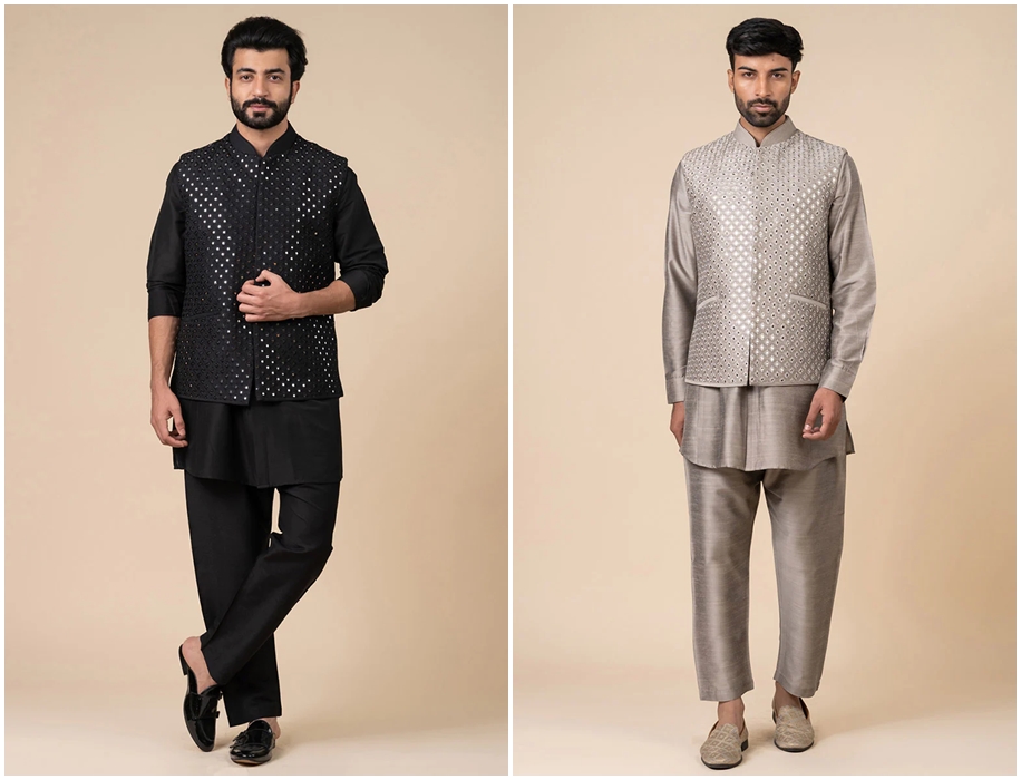 Kurta Bundi Set In Allover Mirror Work