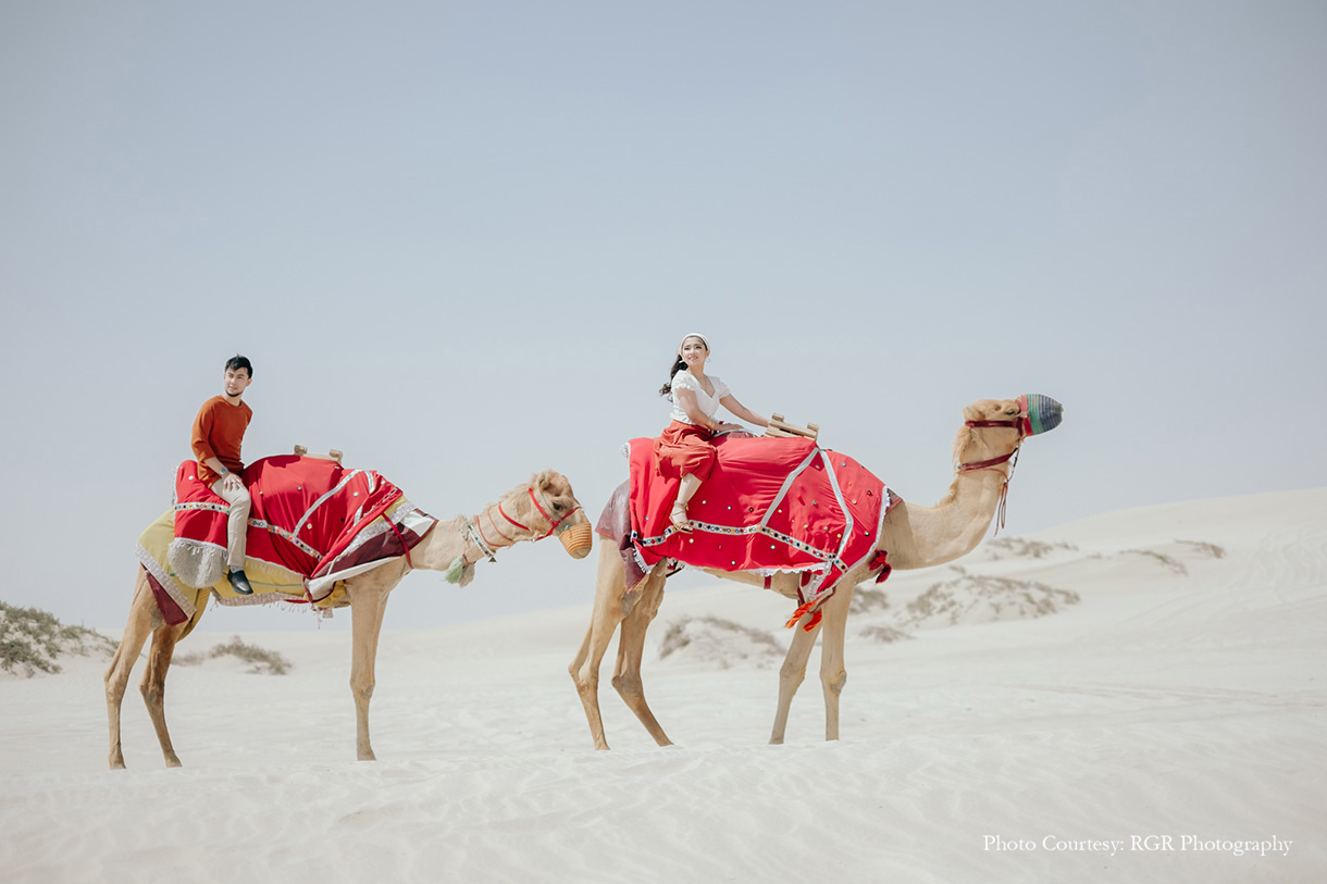 Qatar’s ethereal natural beauty comes alive in this couple’s prewedding photoshoot!