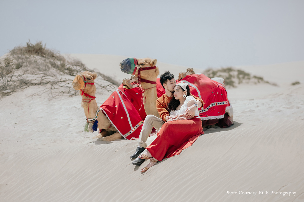 Qatar’s ethereal natural beauty comes alive in this couple’s prewedding photoshoot!