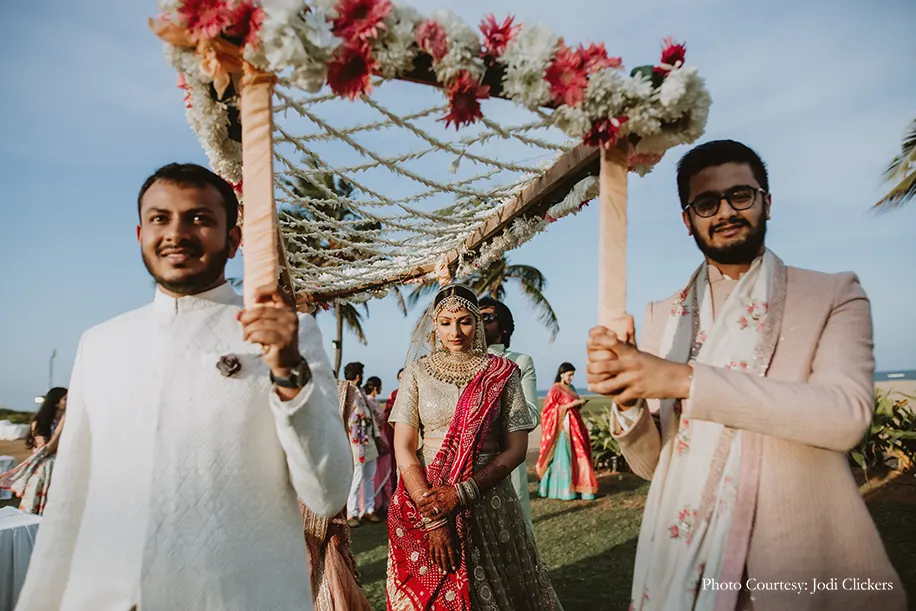 Bridal entry under phoolon ki chadar